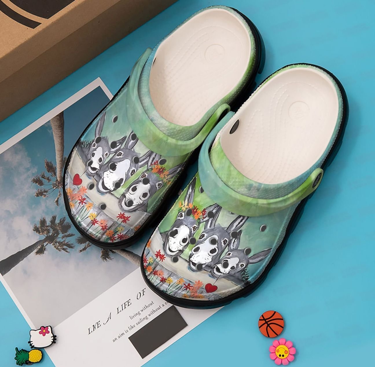 Donkey Personalized Clog, Custom Name, Text, Color, Number Fashion Style For Women, Men, Kid, Print 3D Donkeys And Flowers