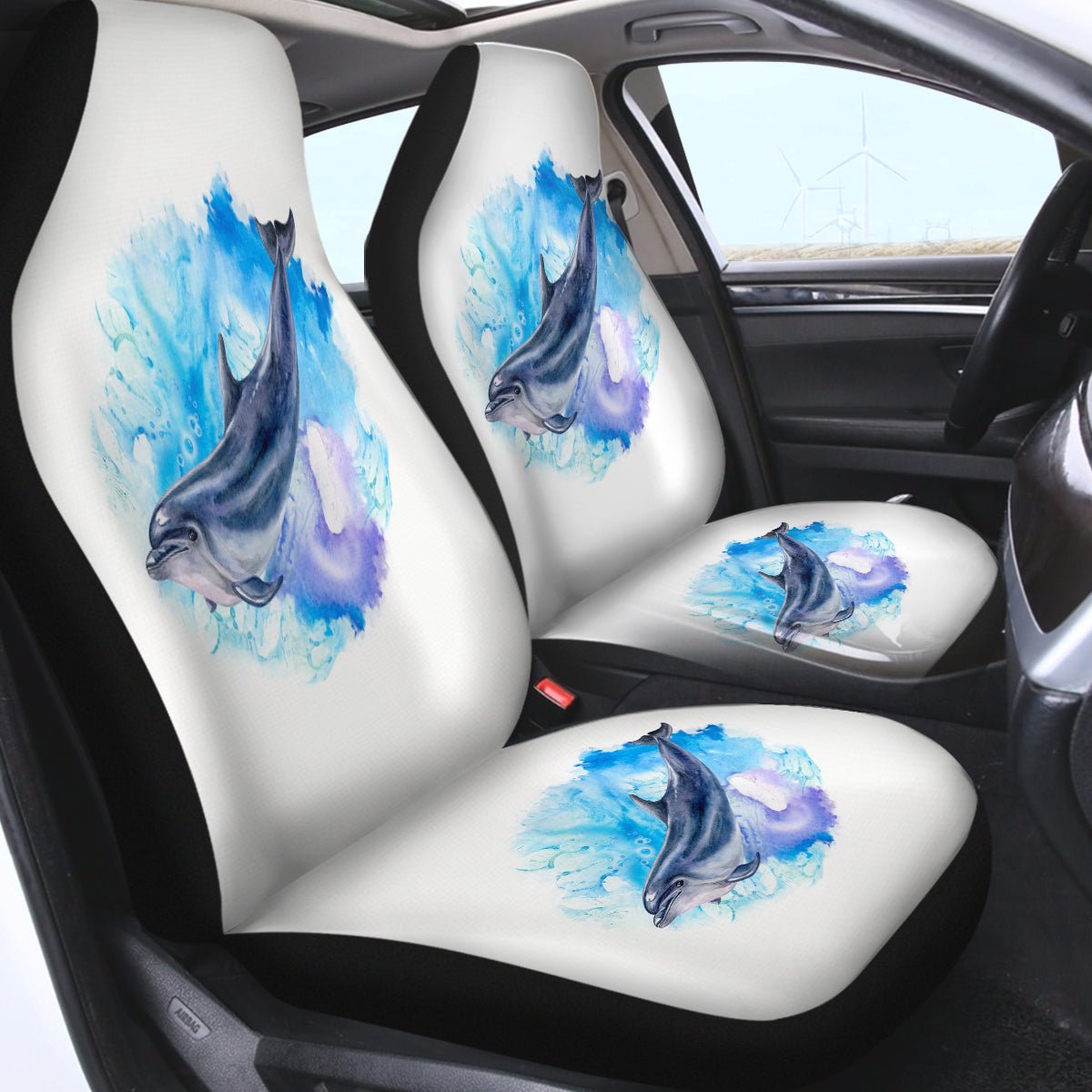 Blue Spray Dolphin Swqt3596 Car Seat Covers