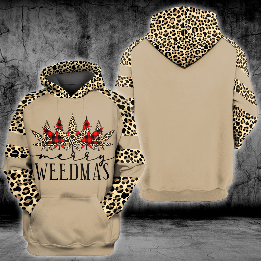 Weed Leopard Skin Christmas 3D All Over Printed Shirt, Sweatshirt, Hoodie, Bomber Jacket Size S – 5Xl