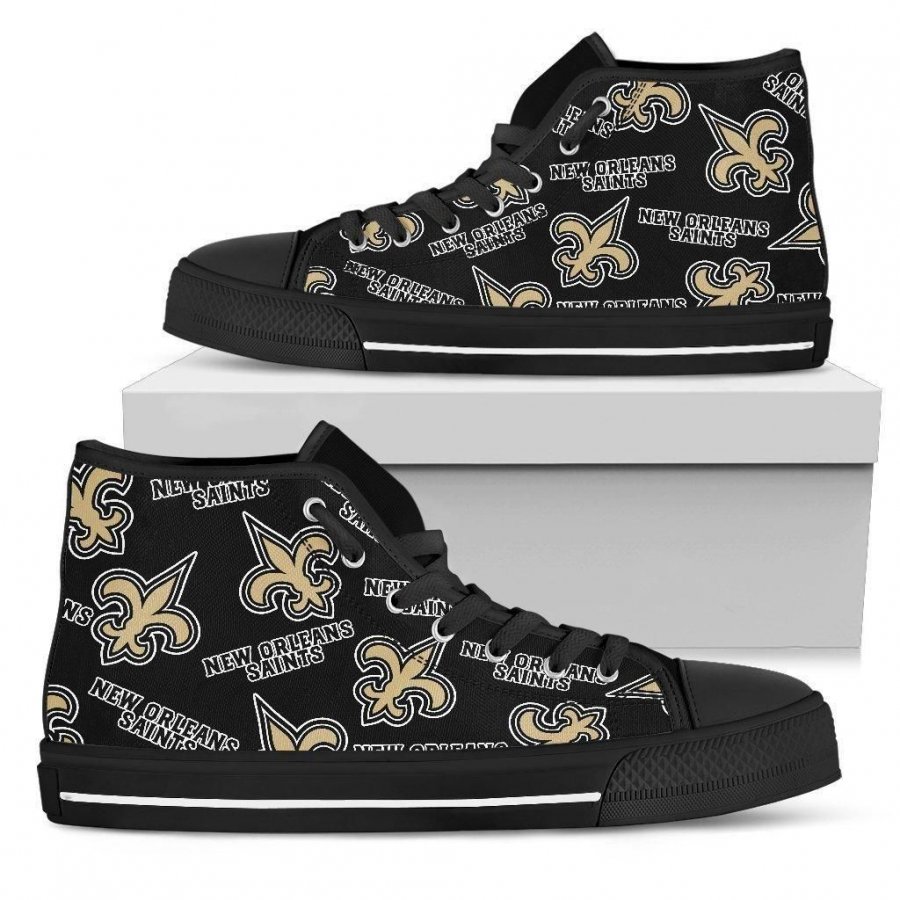 Script Logo Pattern New Orleans Saints High Top Shoes #767