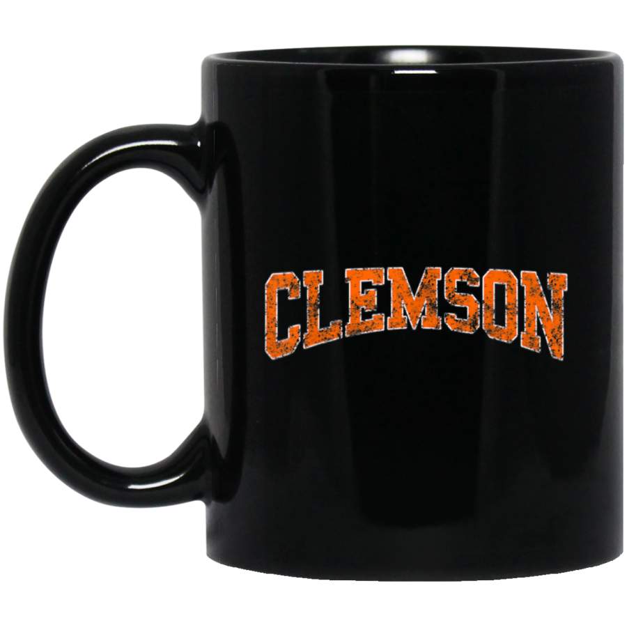 Vintage Clemson Football Retro Weathered Black Mug