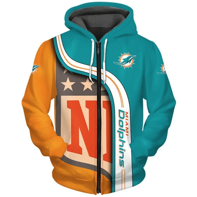 Miami Dolphins Curved Stripes 3 Unisex 3D Hoodie Gift For Fans