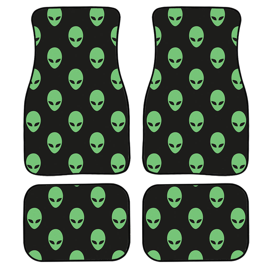 Green Alien Face Print Front And Back Car Floor Mats, Front Car Mat