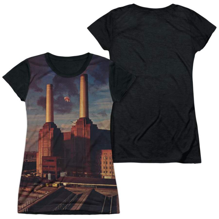 Pink Floyd Special Order Animals Junior’s Black Back 100% Polyester Cap-Sleeve T-Shirt