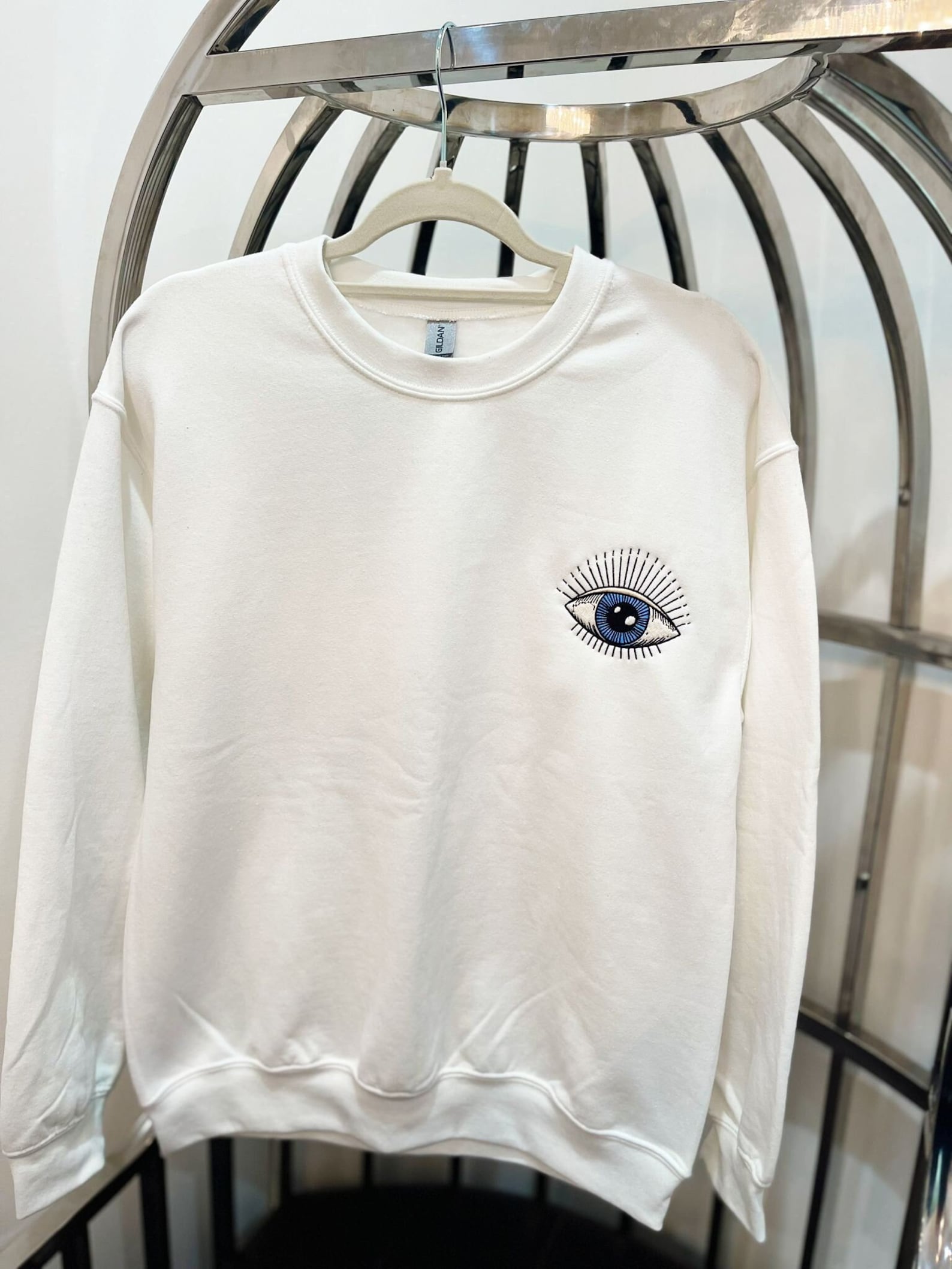 Evil Eye Embroidered Halloween Sweatshirt 2D Crewneck Sweatshirt All Over Print Sweatshirt For Women Sweatshirt For Men Sws3369