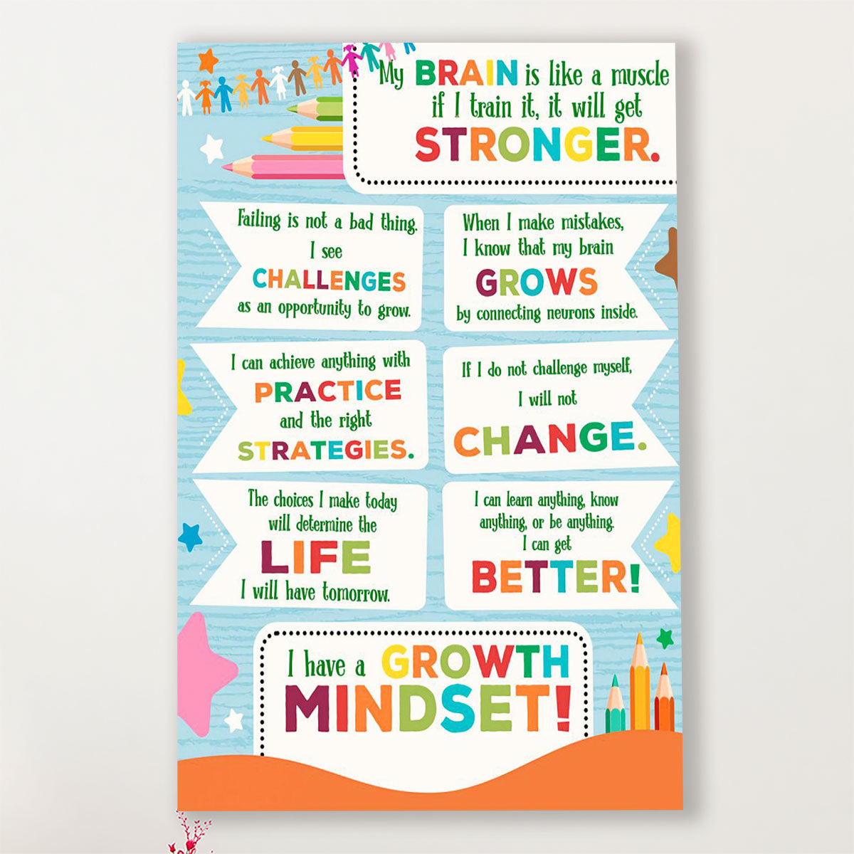 Teacher Classroom Canvas I Have A Growth Mindset | Student Wall Art ...