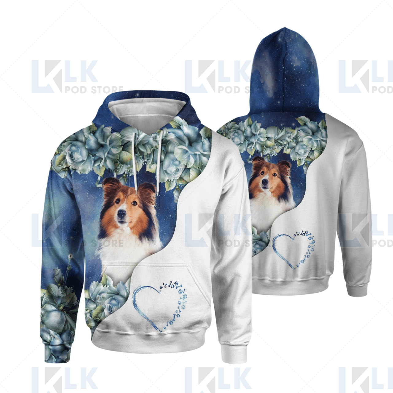 SHETLAND SHEEPDOG – HOODIE Half Curse Flower [ID3-D]