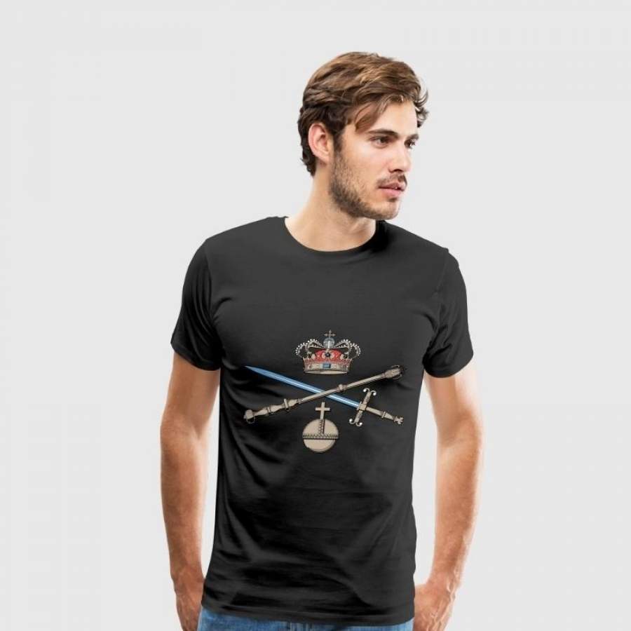 New Summer Vintage Mens King Crown Wand Sword Print T-Shirt