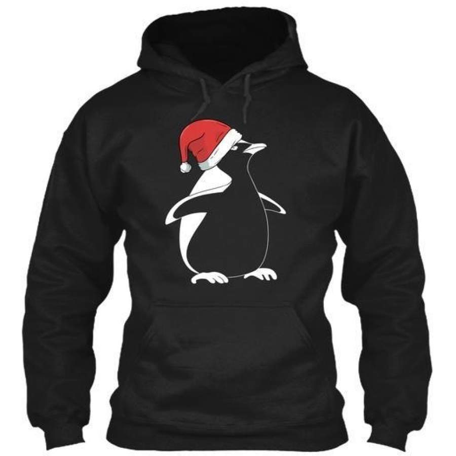 Christmas Gift Penguin Santa Hat Gildan Hoodie Sweatshirt