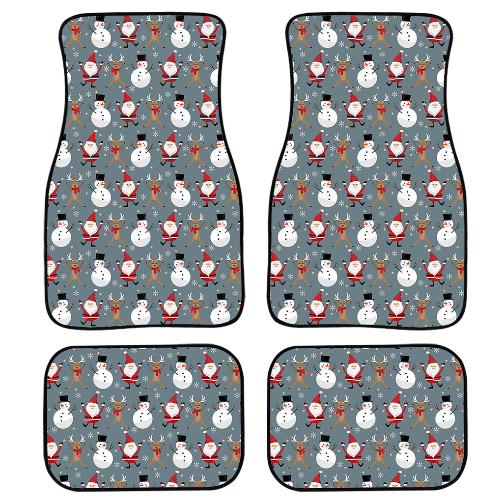 Santa Claus And Friends Pattern Print Front And Back Car Floor Mats, Front Car Mat