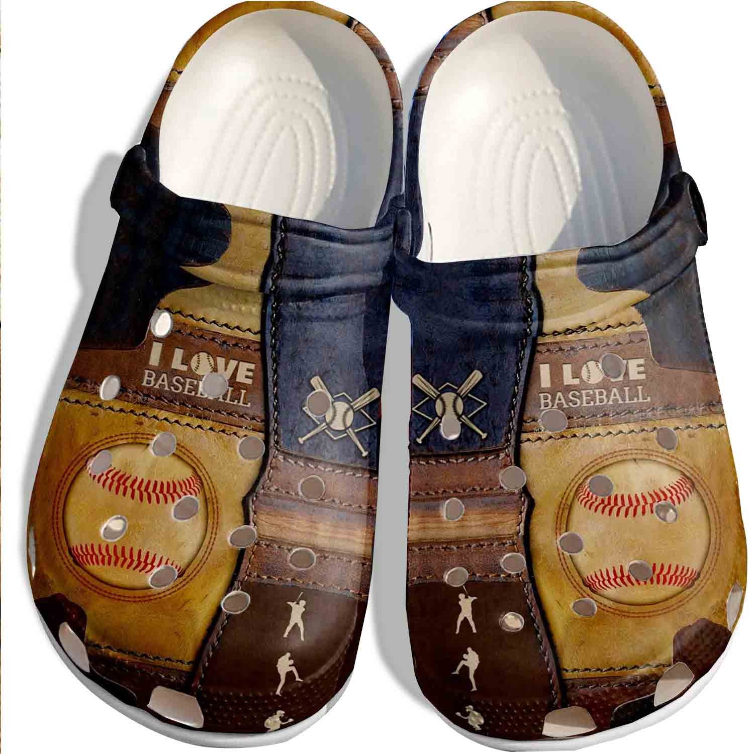 I Love Baseball Crocss Shoes Clogs For Batter – Funny Baseball Outdoor Crocss Shoes Clogs For Birthday
