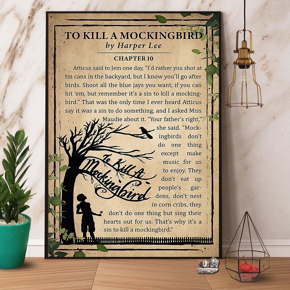 Book To Kill A Mockingbird They Don’T Eat Up People’S Gardens Tree & Boy Vintage  Poster No Frame Matte Canvas