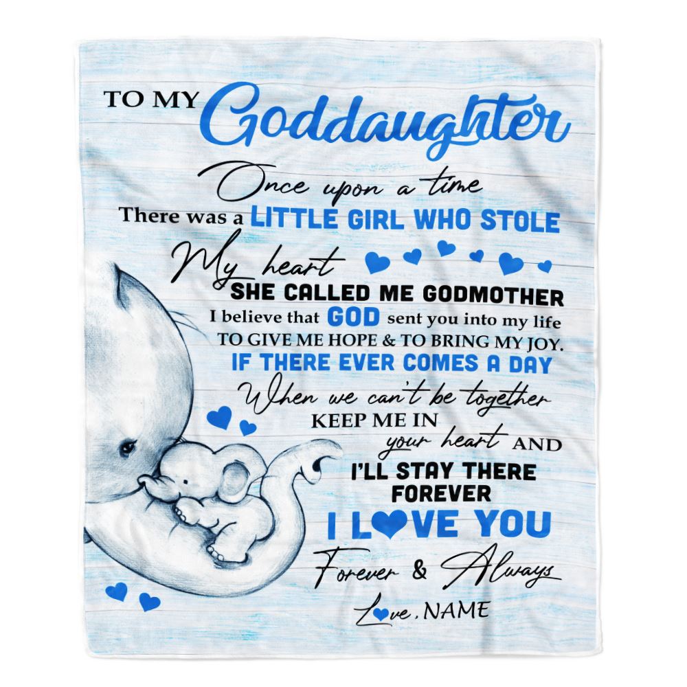 Personalized To My Goddaughter Elephant Blanket From Godmother I’Ll Stay There Forever Goddaughter Birthday Christmas Customized Bed Quilt Fleece Throw Blanket