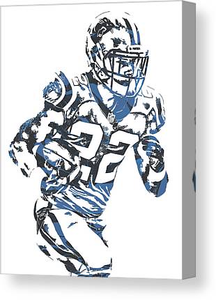 Christian Mccaffrey Carolina Panthers Pixel Art 3 Joe Hamilton Canvas Print