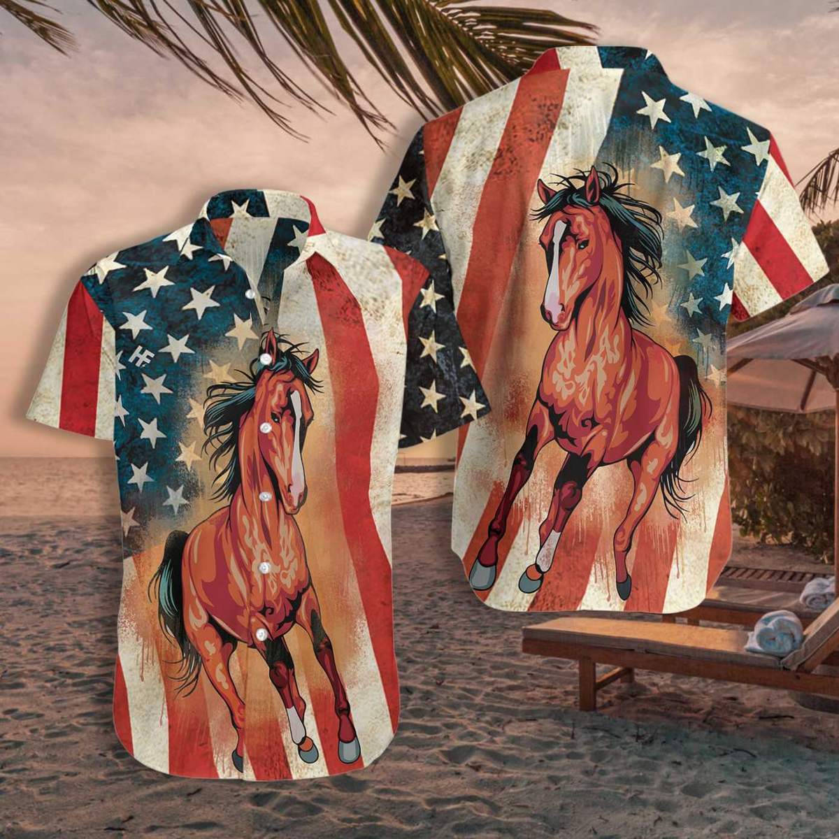 Horse American Flag Hawaii Shirt Unisex Adult Ha103505