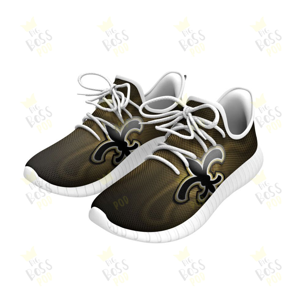 New Orleans Saints Golden Black Grunge Logo Gift For Saints Fans Sport Running Sneakers Shoes