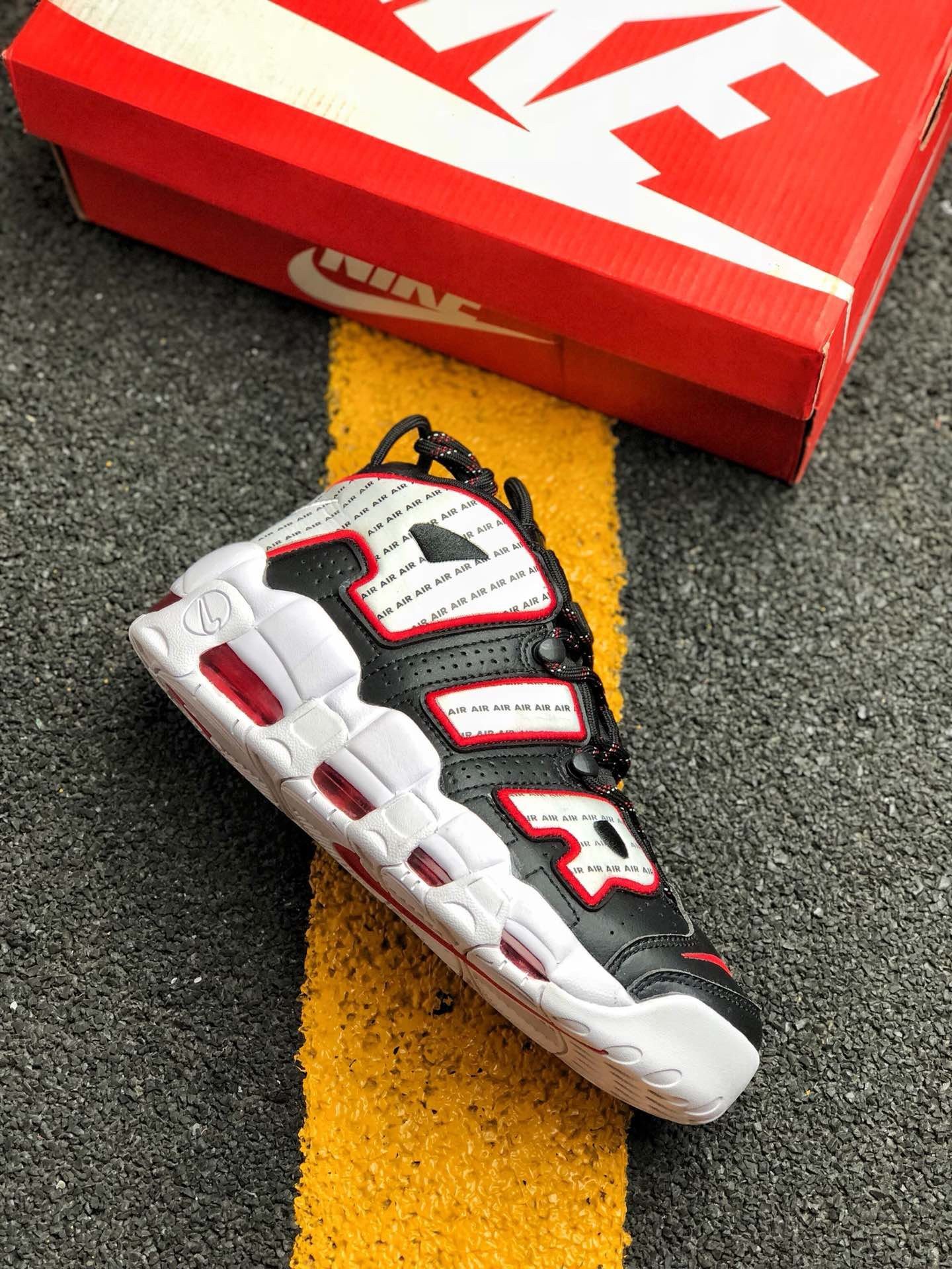 Nike Air More Uptempo Pinstripe BlackWhite-University Red 5338702