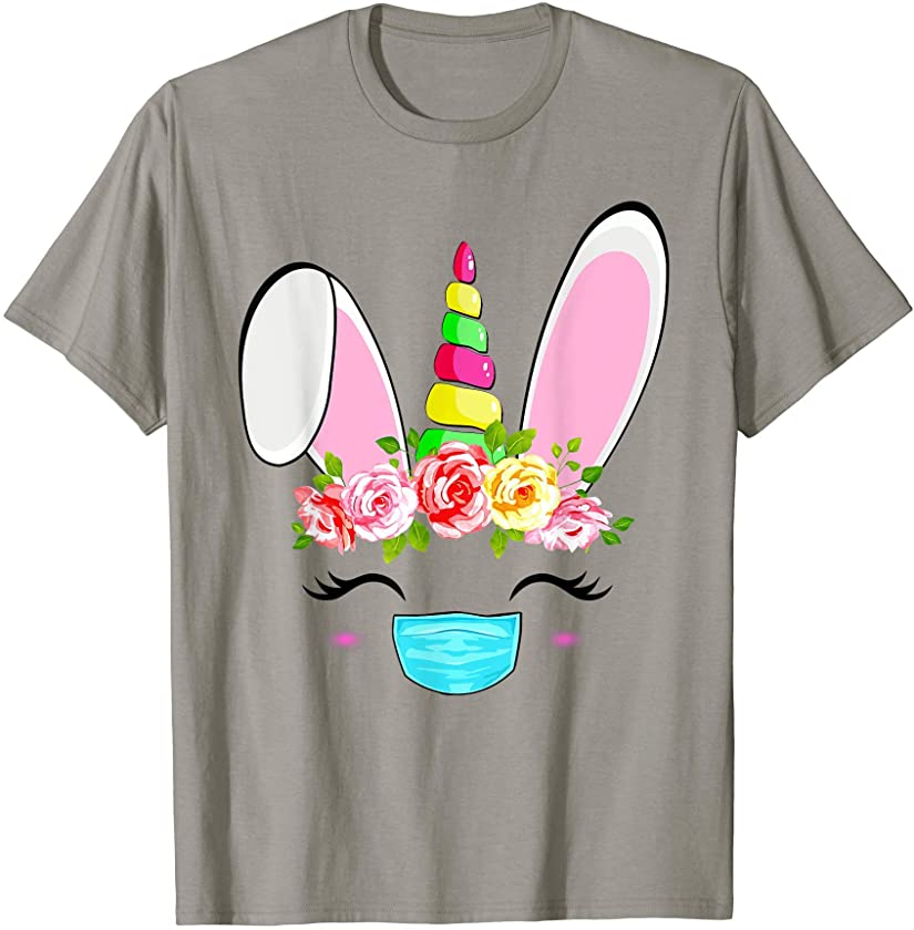 Cute Bunny Face Shirt Floral Unicorn Easter Women Boy T-Shirt