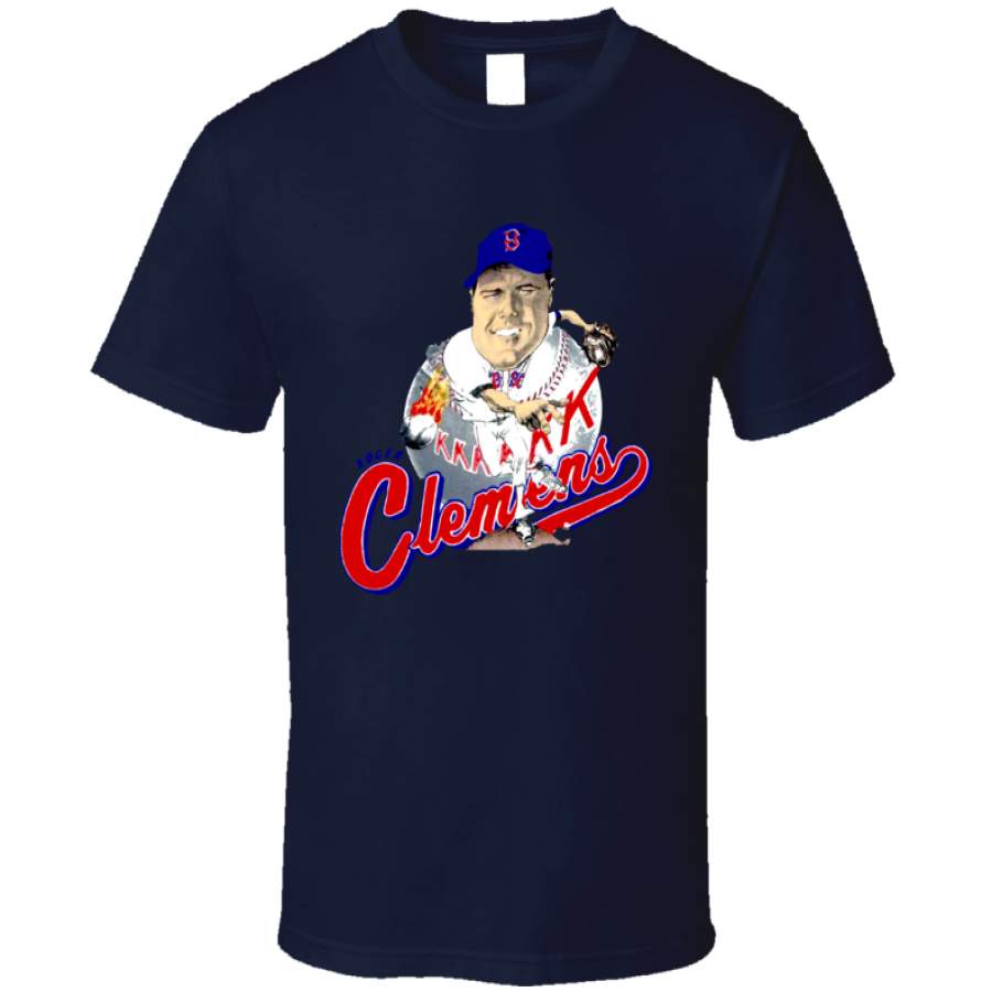 Roger Clemens Boston Baseball Retro Caricature T Shirt