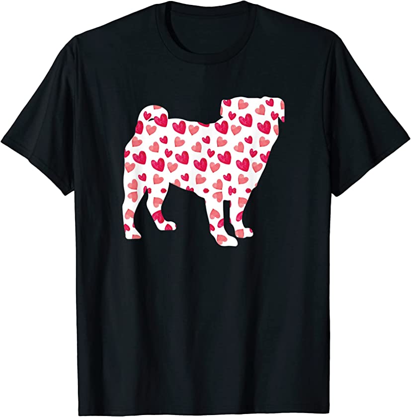 Valentines Day Pug Hearts Puppy Dog Lover T-Shirt