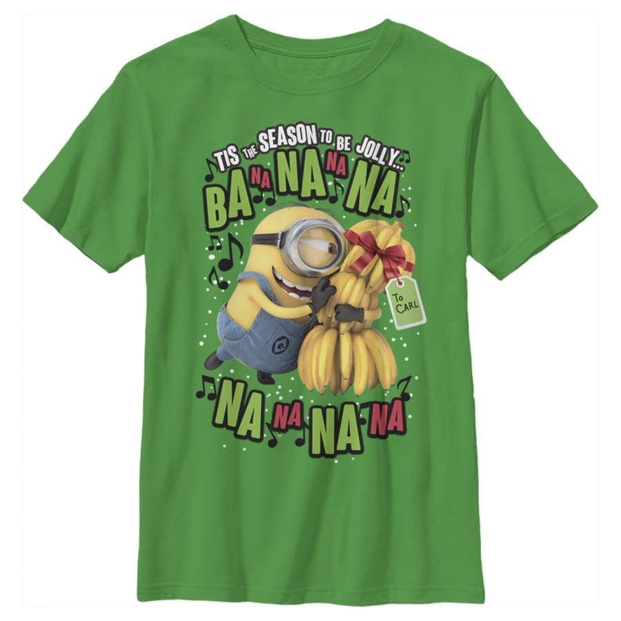 Despicable Me Boy’s Christmas Carols Minons Banana  T Shirt