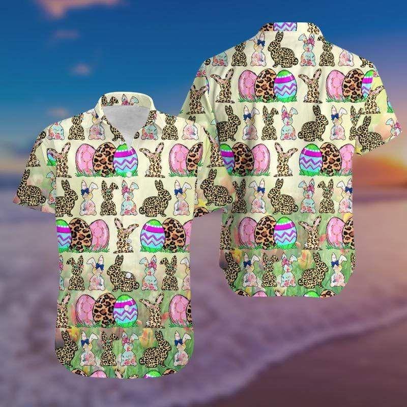 Beach Shirt Order Hawaiian Aloha Shirts Bunny Leopard Eggs Green Happy Easter Day V