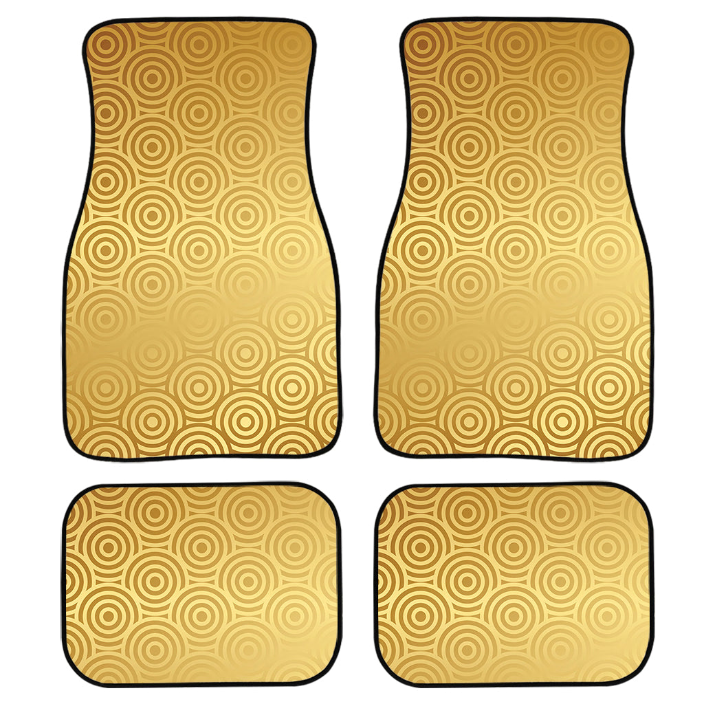 Gold Chinese Pattern Print Front And Back Car Floor Mats, Front Car Mat