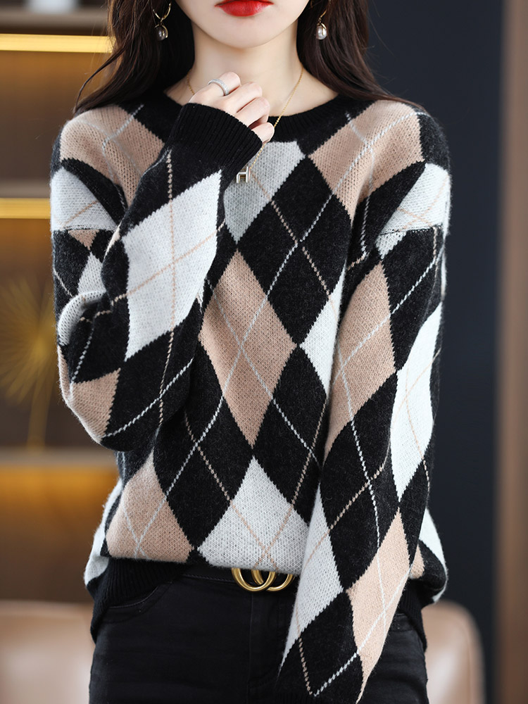 2022 Autumn Winter New 100% Wool Cashmere Sweater Women’s Fashion Loose Thickening Knitted Casual Long-sleeved Pullover Female alx