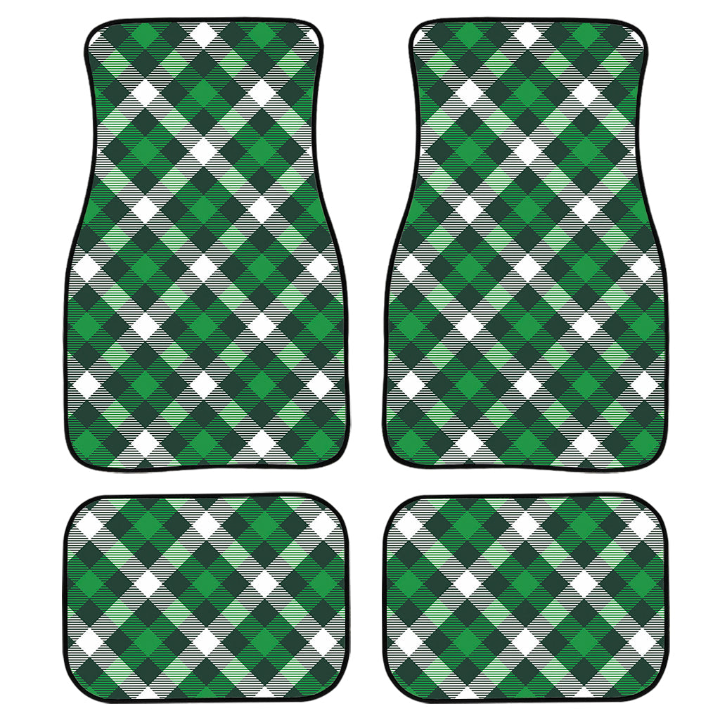 Saint Patrick’S Day Plaid Pattern Print Front And Back Car Floor Mats, Front Car Mat