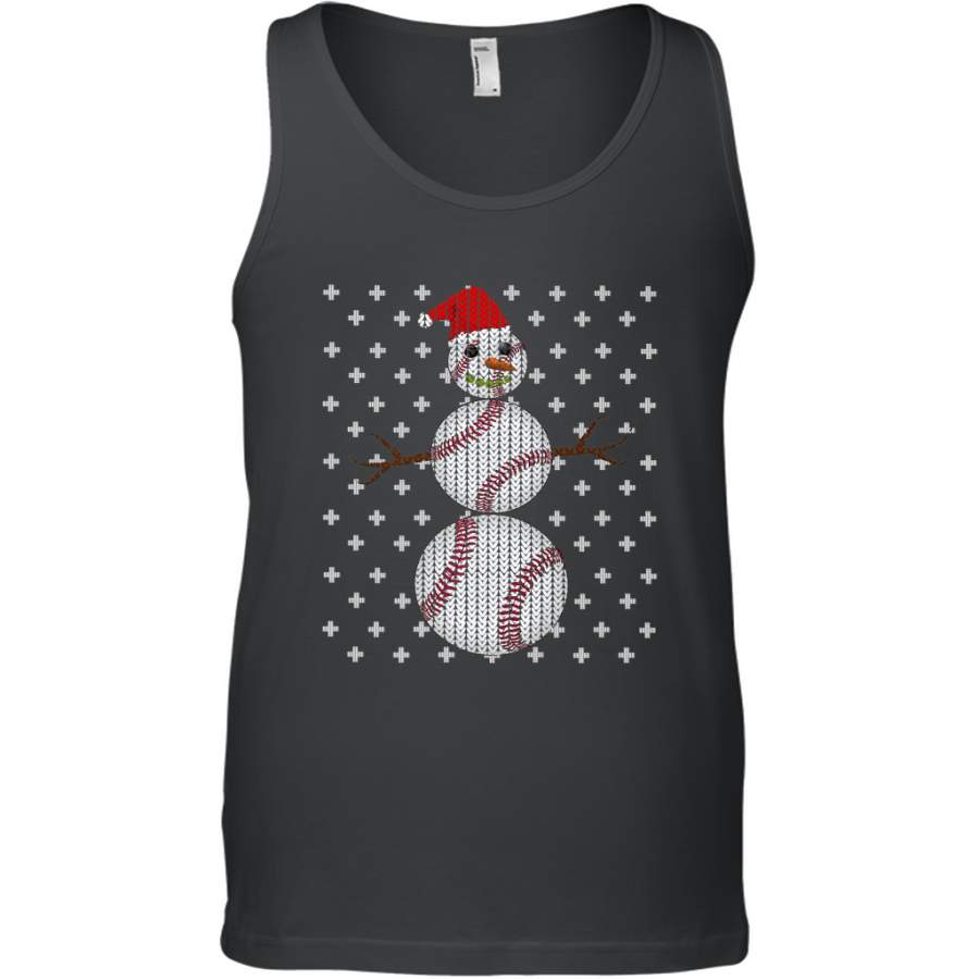 UGLY CHRISTMAS Baseball Snowman Holiday Santa Funny Men Gift Men’s Tank Top