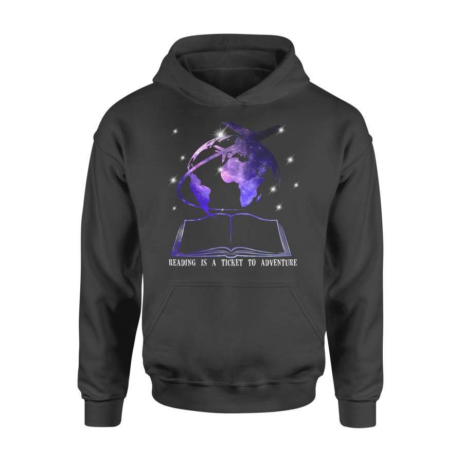 Reading Is A Ticket To Adventure Book Globe 100th Day Of School Gift For Student Boys Girls Kids Hoodie