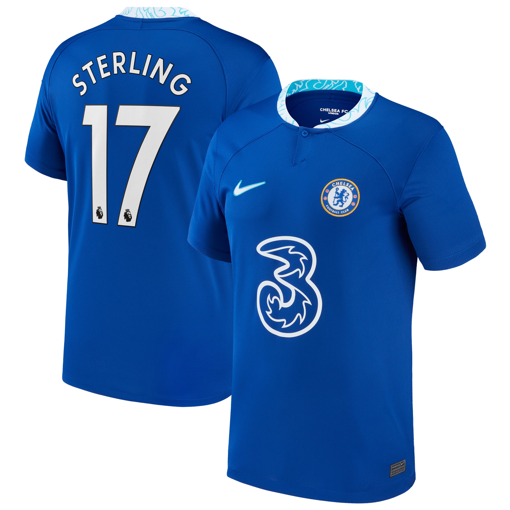 Raheem Sterling Chelsea Youth 2022/23 Home Breathe Stadium Replica Player Jersey – Blue