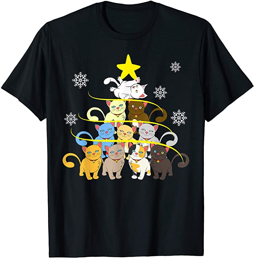 Ugly Christmas Cat Tree Funny Xmas Cat Gift T-Shirt