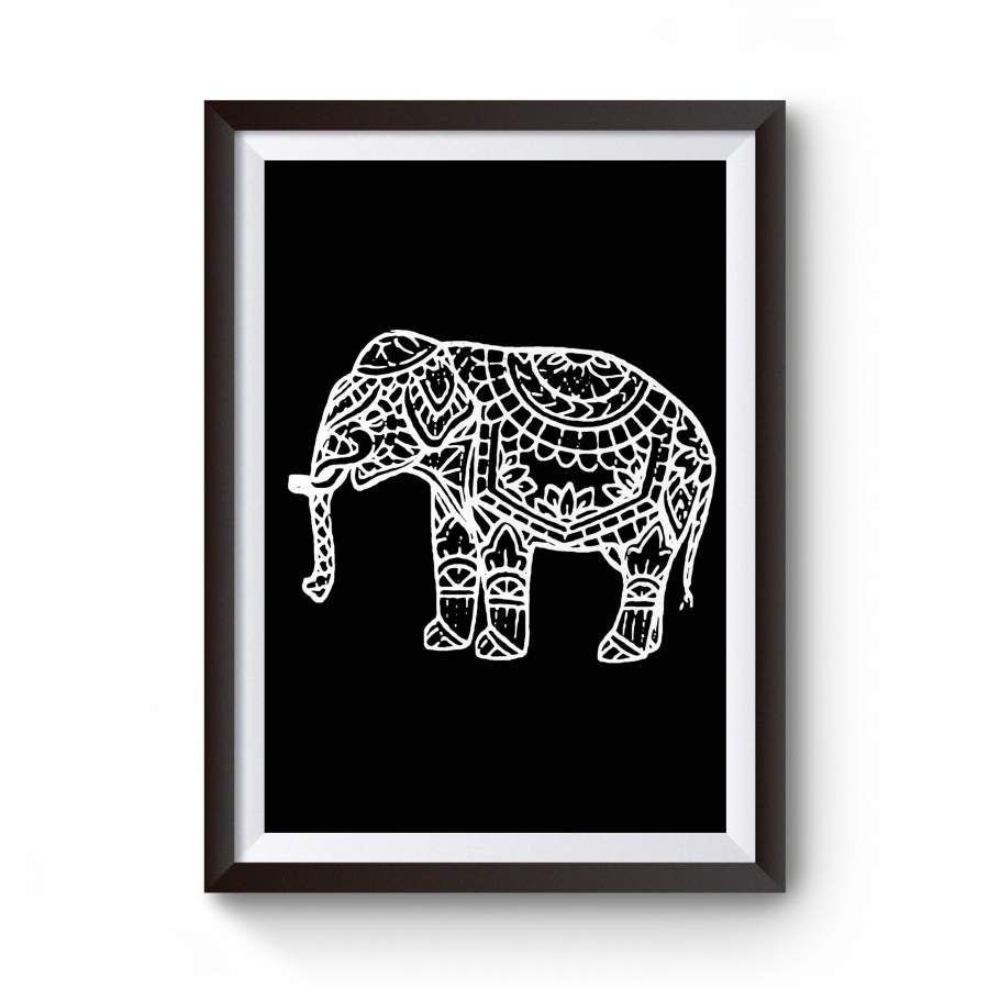 Embroidered Elephant Emerald Yoga Attire Poster