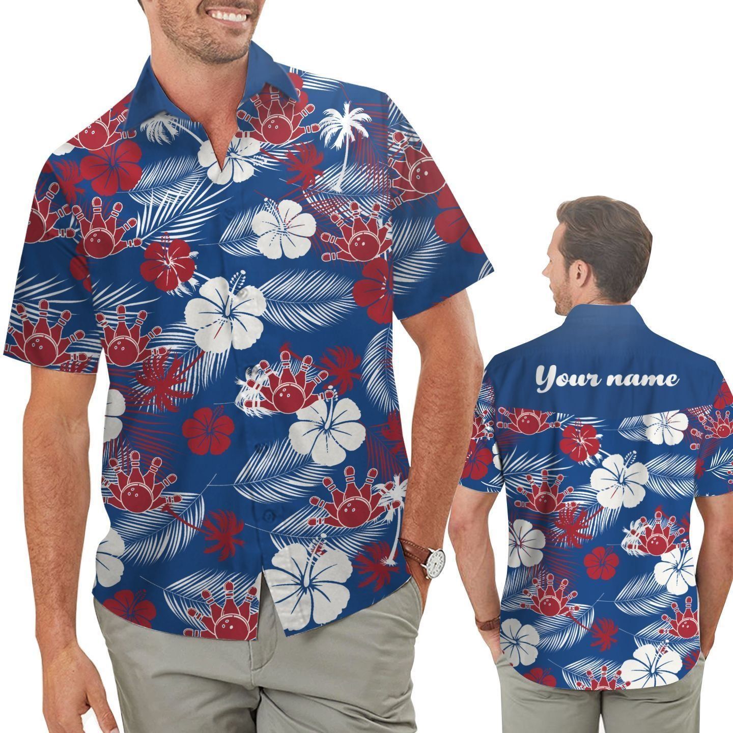 Bowling Aloha Floral Tropical Custom Name Hawaii Shirt For Men Women Ha81207