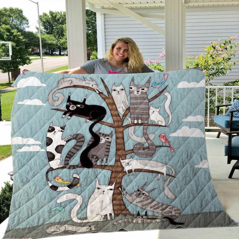 Cat Climb Tree Blanket TH1807 Quilt