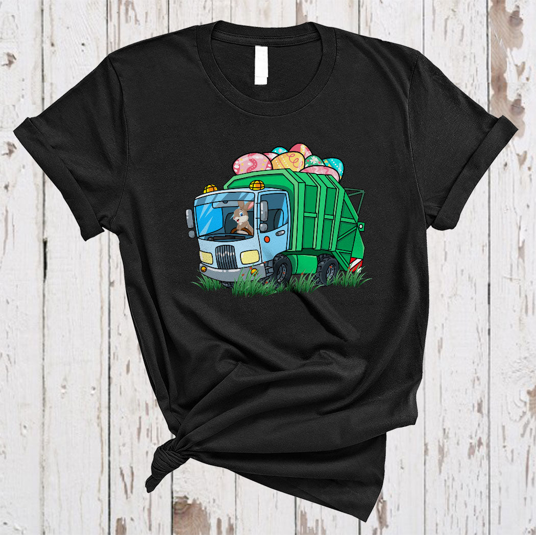 Bunny Riding Garbage Truck Cute Happy Easter Day Garbage Truck Easter Egg Hunt Lover Gifts T-Shirt