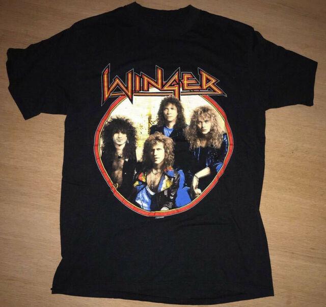 Vtg Winger 1989 Headed for A Heartbreak  Black Men T-Shirt