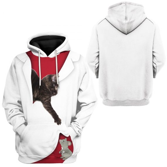 3D Love Black Cat Custom All Over Print Unisex Hoodie Cat Lovers