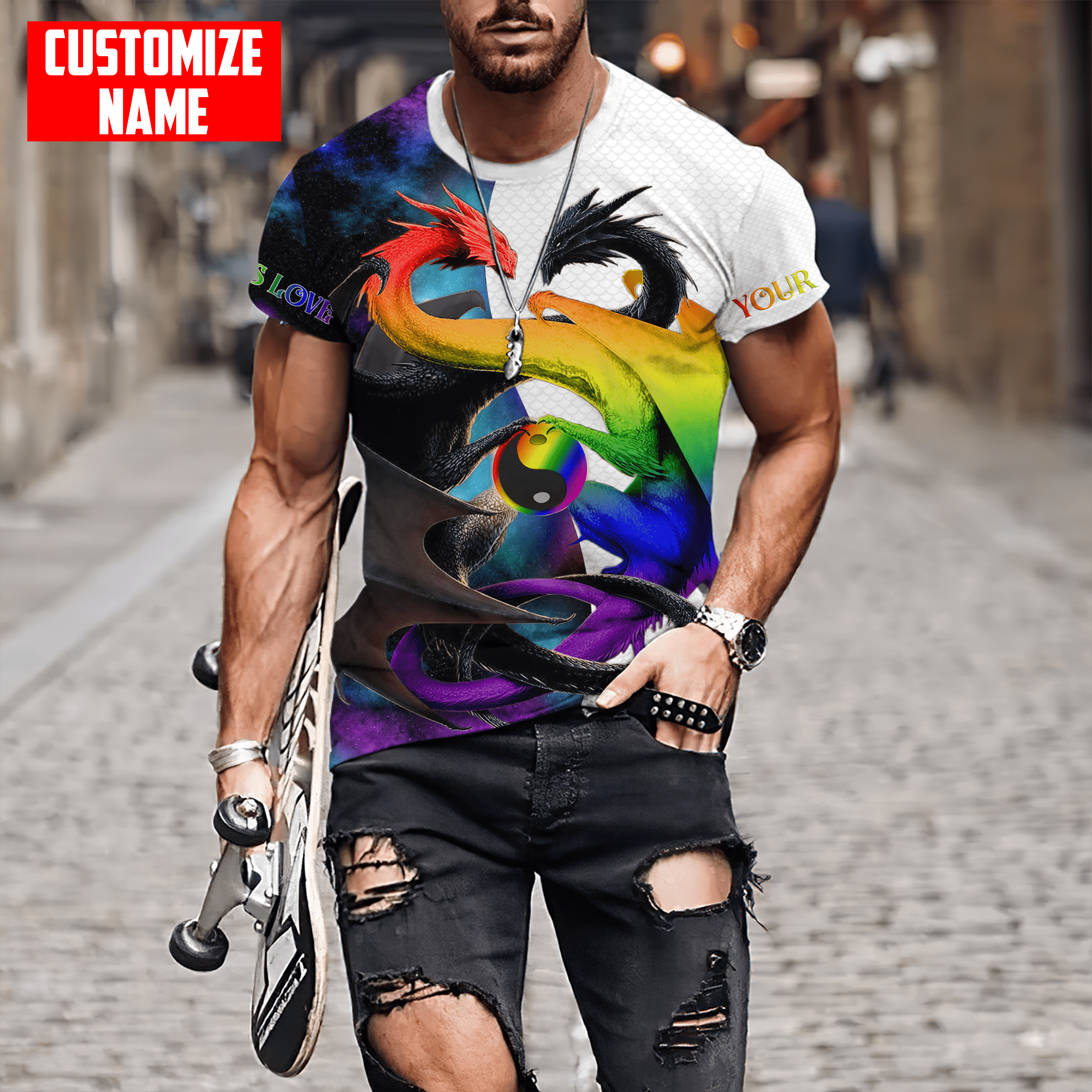 Tmarc Tee Personalized Lgbt Love Is Love Dragons 3D All Over Printed Shirts