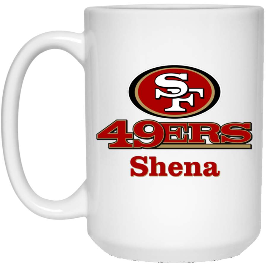 Custom Personalized San Francisco 49ers Logo & Text Shena 21504 15 oz. White Mug