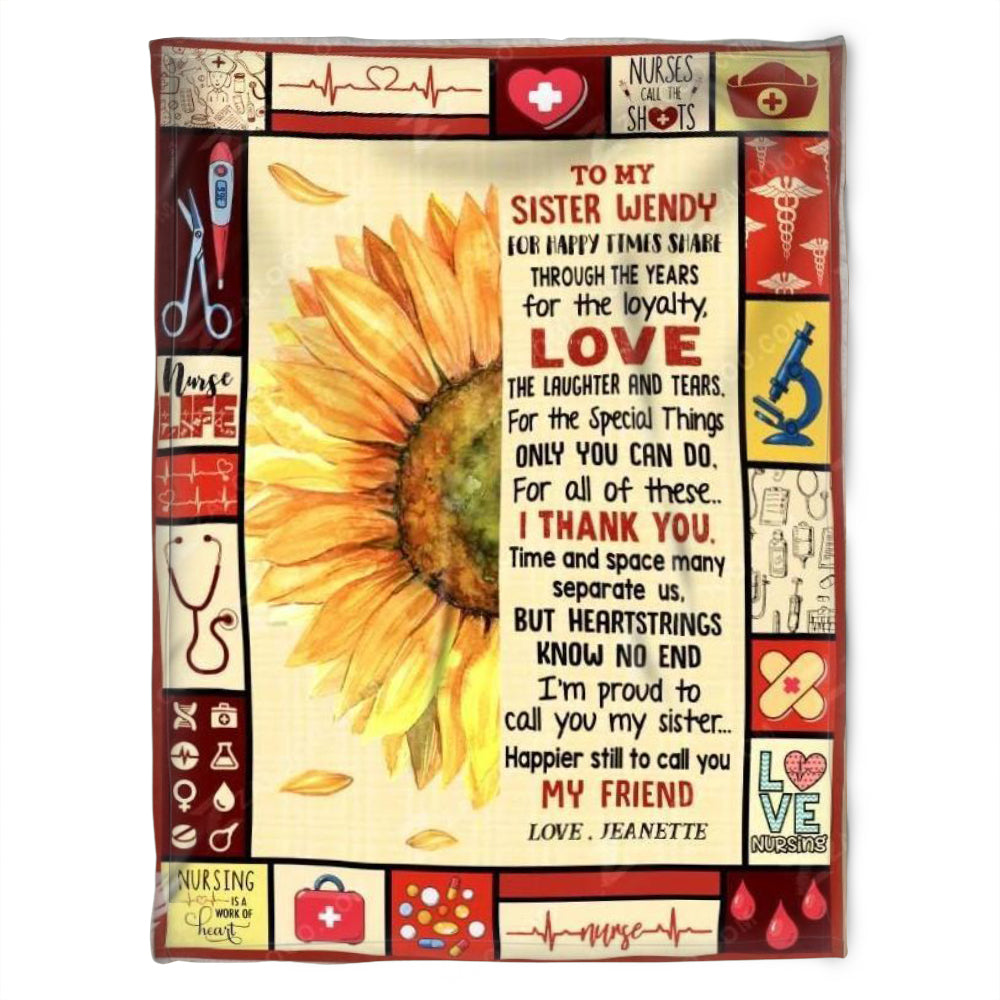 To My Sister Wendy Blanket, Happier Still To Call You My Friend, Gift For Sister Family Home Decor Bedding Couch Sofa Soft And Comfy Cozy