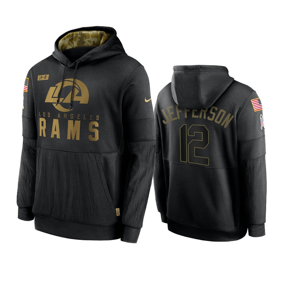 Los Angeles Rams Van Jefferson Black 2020 Salute To Service Sideline Performance Pullover Hoodie