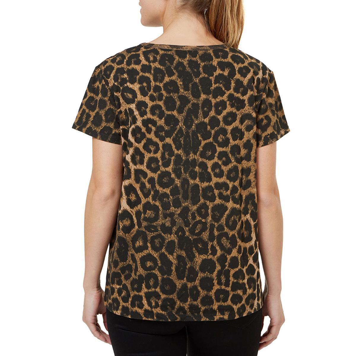 Womens Cotton Leopard Print T-Shirt