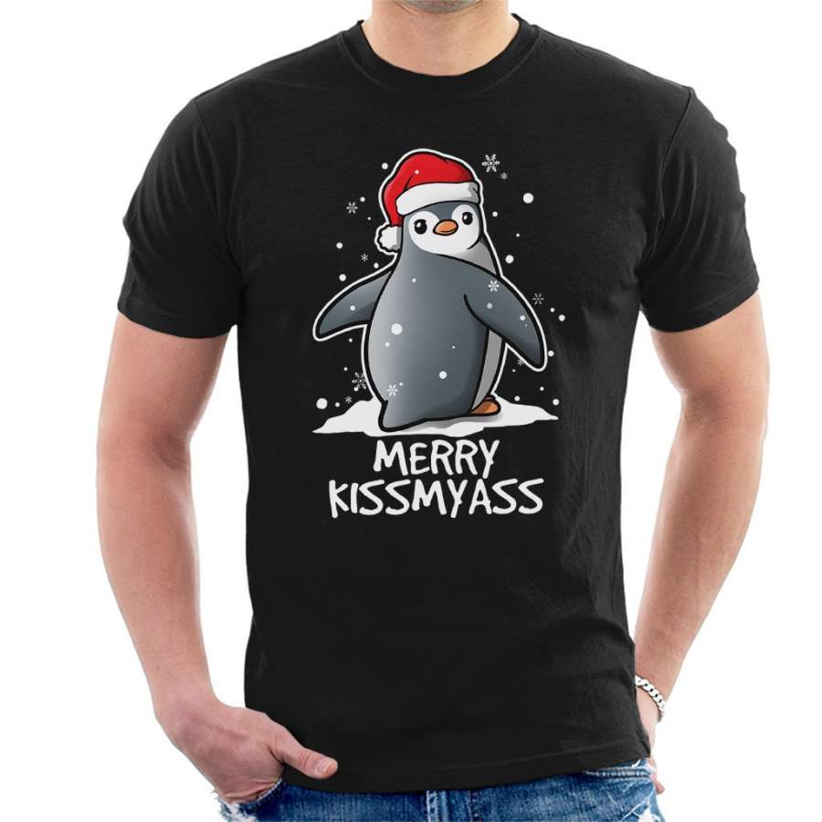 Sassy Penguin Merry Kissmyass Christmas Men’s T-Shirt