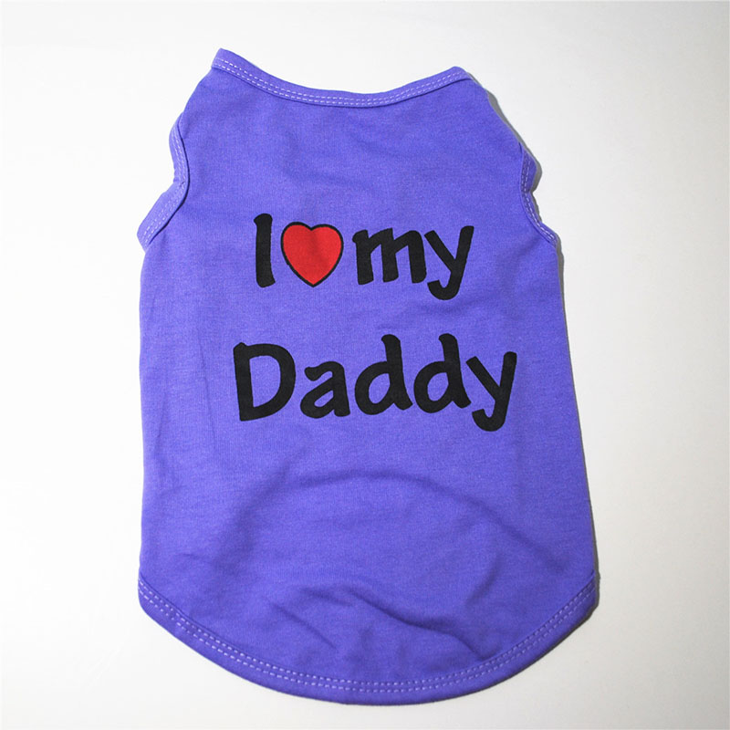 Cute Dogs Vest Shirt Clothes Pet Cat Puppy Dog T-Shirts Love Mommy Daddy Solid Sleeveless Small Dog Cats Pets Accessory XS-L alx