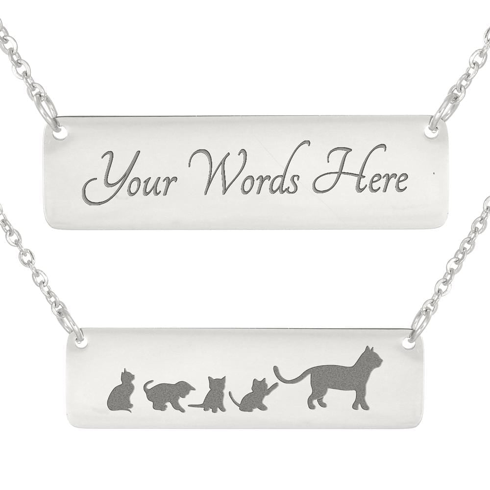 Mama Cat & 4 Kittens – Bar Necklace