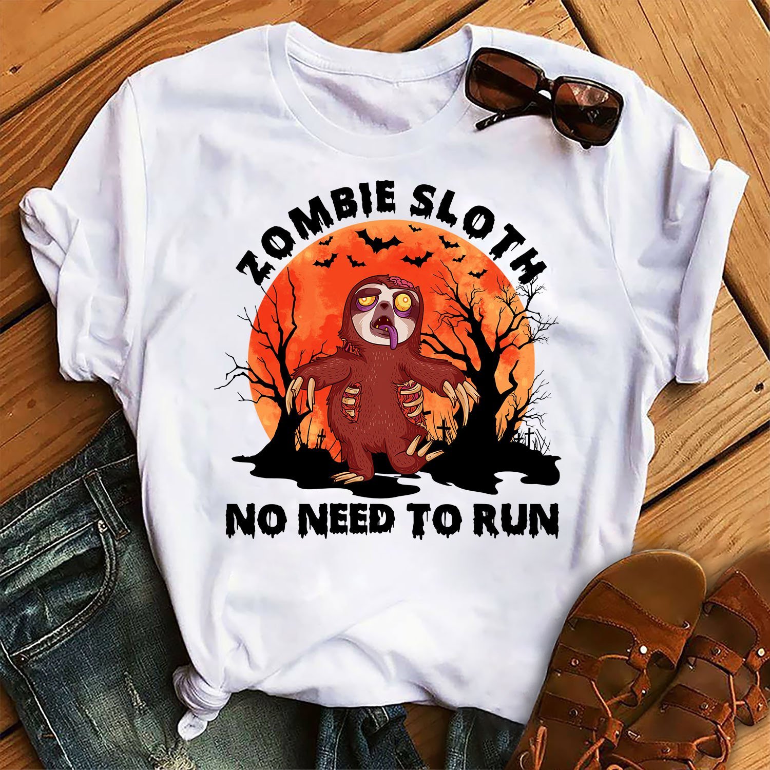 Zombie Sloth No Need To Run Halloween Costume Unisex T-Shirt Hoodie Sweatshirt Plus Size S-5Xl