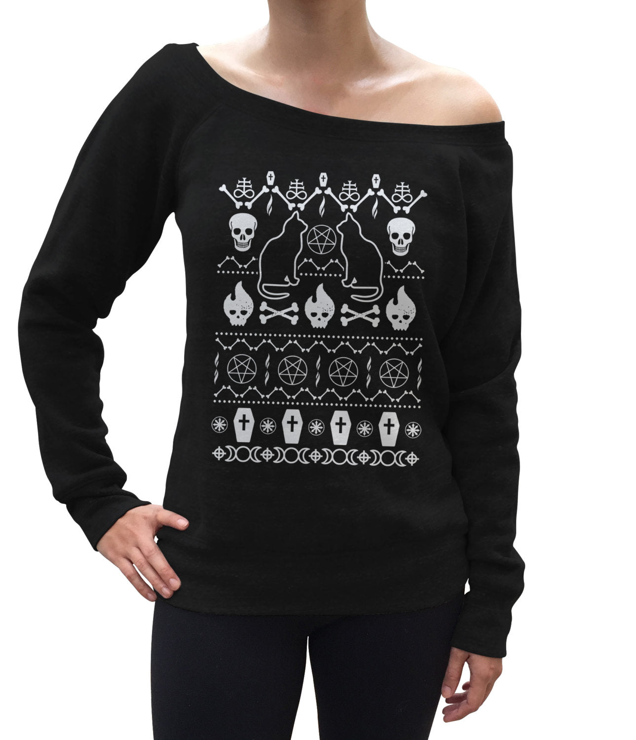 Women’S Goth Ugly Christmas Sweater Scoop Neck Fleece – Ugly Holiday Sweater