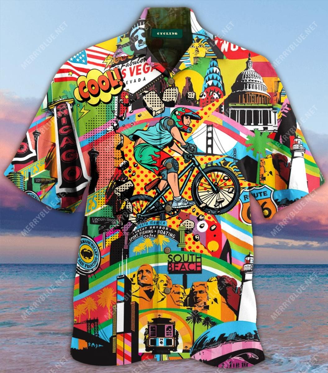 Amazing Cycling Aloha Hawaiian Shirt Colorful Short Sleeve Summer Beach Casual Shirt For Men And Women